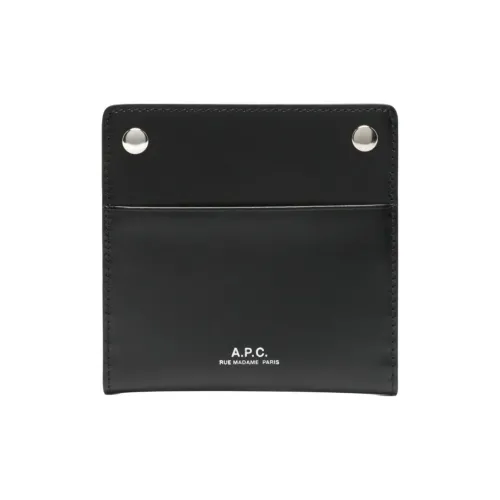 A.P.C Men's Calfskin Card Holder Black