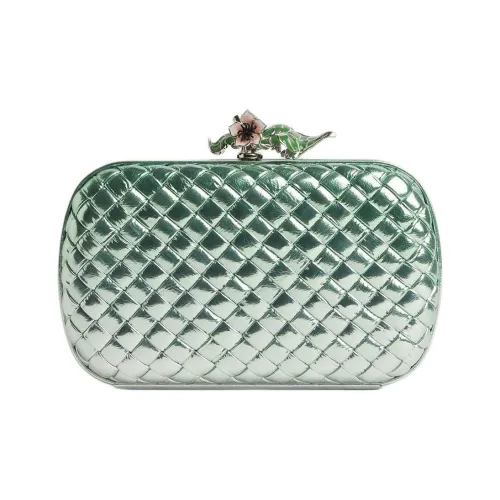 Bottega Veneta Козья кожа Клатч Женские Свежий Мятно-зеленый Серебряный