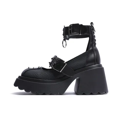 VAEL Грубый каблук Туфли Мэри Джейн Женские Черные