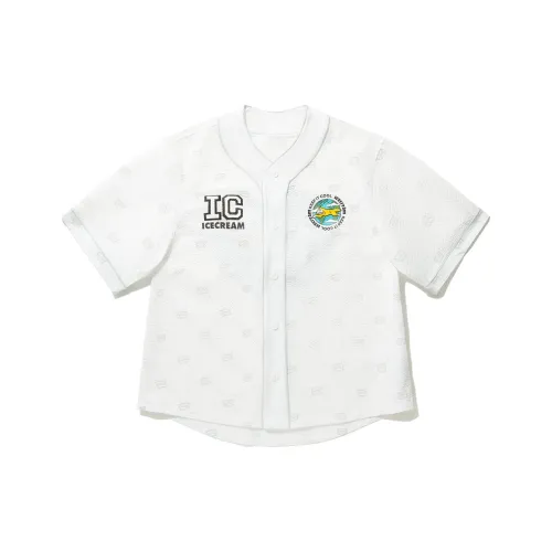 LINING x ICECREAM T-Shirt Мужской Стандартный Белый Антарктический Серый