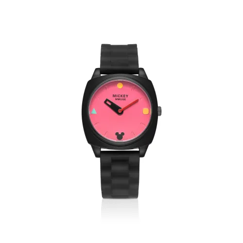 Disney Mickey Series Кварцевый механизм Силиконовый ремешок Часы Женские Розовый циферблат