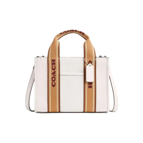 COACH Smith Кожа Тоут Сумка Сумка для покупок Сумка среднего размера Женская Белая и Коричневая