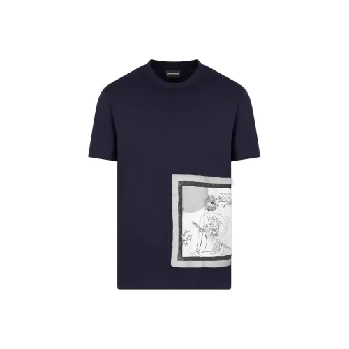 EMPORIO ARMANI EA SS24 T Рубашка Мужская Морской Синий