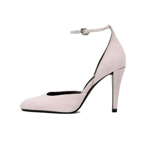 ZARA Высокие каблуки с грубым покрытием каблук 9,5 см женские розово-красный