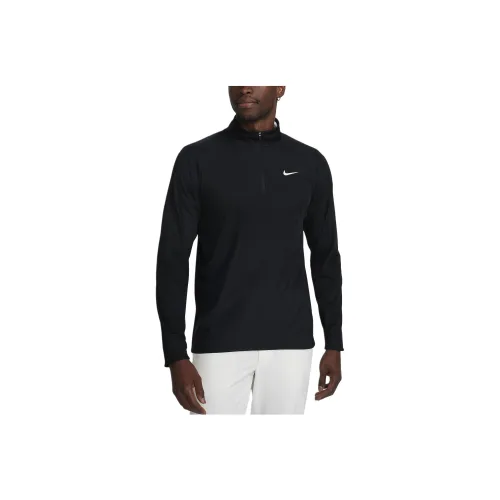 nike Логотип с принтом воротник-стойка пуловер длинный рукав рубашка мужская черная