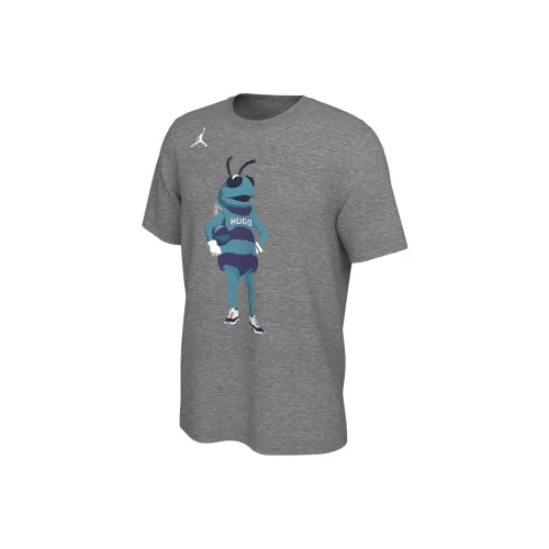 Джордан Charlotte Hornets T-Shirt Мужская Серого цвета