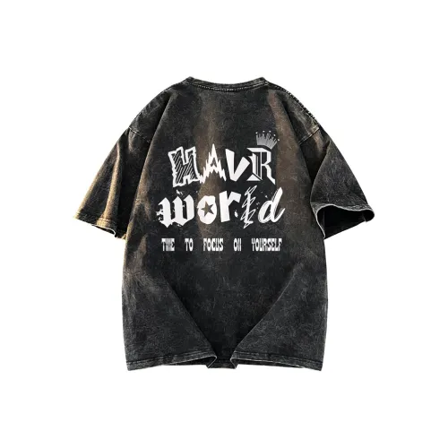 HAVR Тяжелый Тонкий Короткий Рукав Т-Рубашки Унисекс