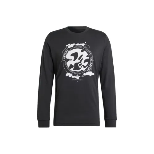Adidas CITY ESCAPE Town CAMO Длинный рукав Графический Т-शरф Мужской Черный