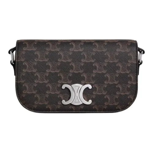 CELINE Triomphe Холст Плечевая Сумка Маленькая Женская Черная