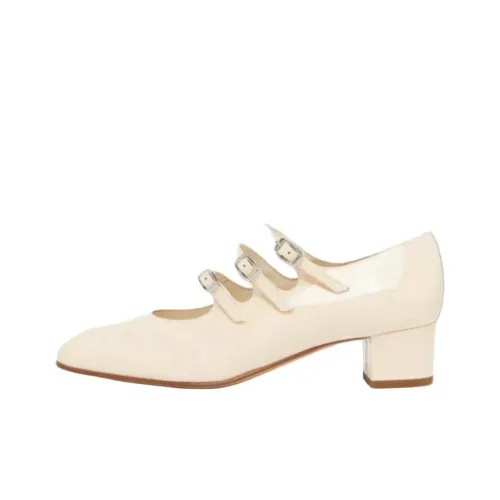 Carel Kina Грубый каблук Туфли Мэри Джейн 4CM Женские Телесный