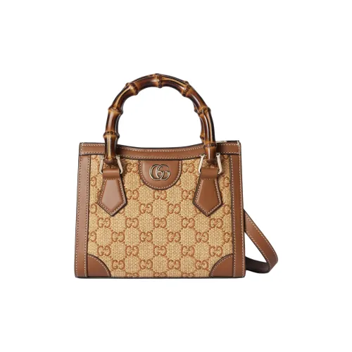 GUCCI Diana Raffia Tote Bag Shopping Bag Shoulder Bag Crossbody Bag Mini Women's Brown