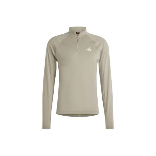 Adidas Тренировки 1 4 Zip Длинный рукав Т-рубашка Мужская Серебряная