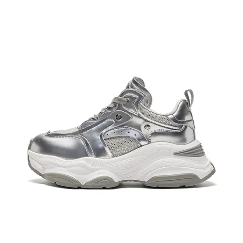 HR Low Топ Толстая подошва Кроссовки Женские Серебряные