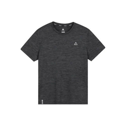 PEAK Бег Т-Рубашка Мужская Черная с Меланжевым Серым