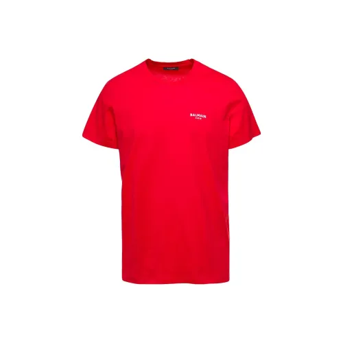 BALMAIN Red Men's T-Shirts BALMAIN Красные Мужские Футболки