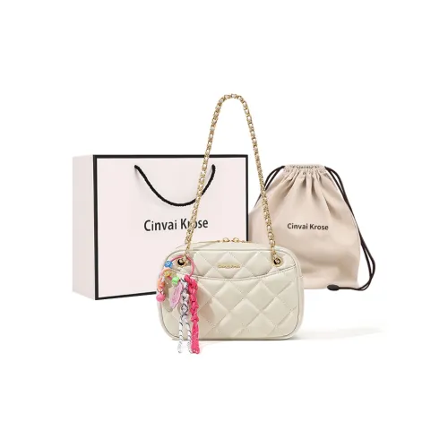 CinvaiKrose Сумка через плечо из коровьей кожи Маленькая Женская Экрю Черная