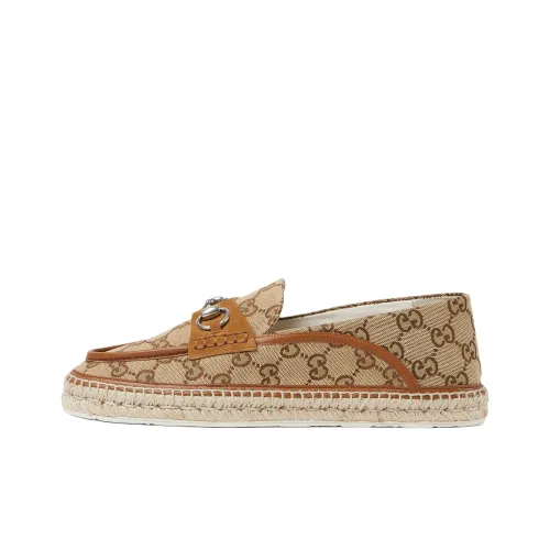 GUCCI Horsebit Застежка Espadrilles Мужские Бежевый Коричневый