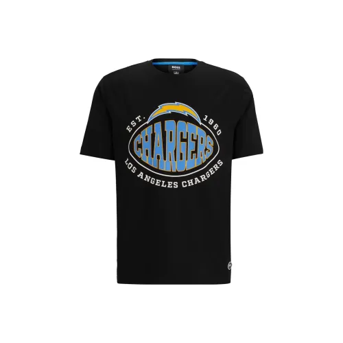 Hugo Boss x NFL Эластичная хлопковая футболка с совместным брендингом мужская черная