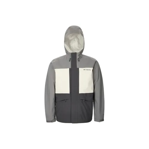 Columbia совместный бренд Поход Водонепроницаемый Ветрозащитный Дышащий и Теплоизоляционный Ветровка Мужской Серый Белый