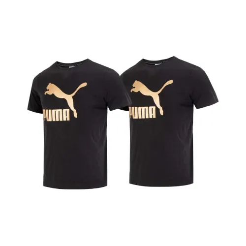 PUMA CLASSICS Metallic Logo Tee T-Shirt Рубашка Мужская 2 упаковки Черный