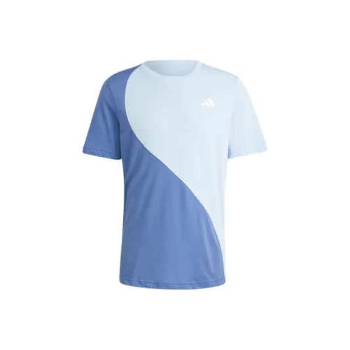 Adidas COLORBLOCK Clubhouse Premium Classic Tennis COLORBLOCK Crew Tee Shirt Men's Crew Blue