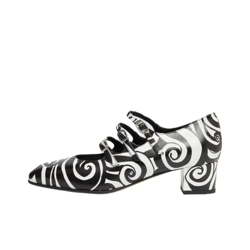 Carel Kina Грубый каблук Туфли Мэри Джейн 4CM Женские Черный белый