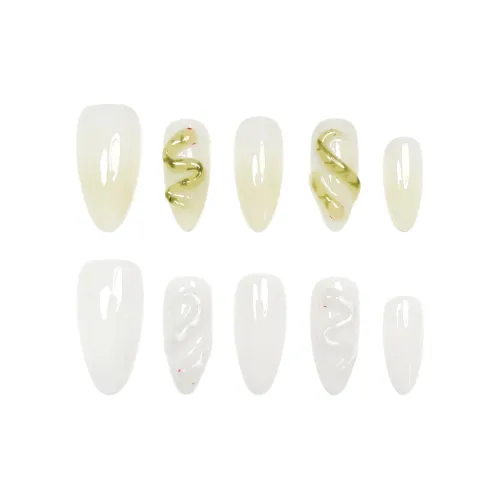 KDOW Little Spring Snake False Nail Средний LADDER Белый Желтый Градиентный Китайский стиль 21mm
