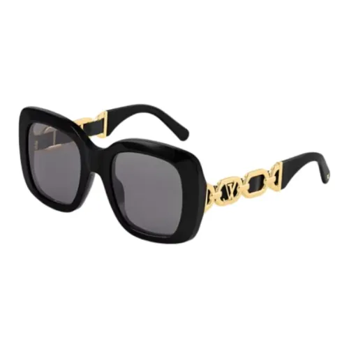 LOUIS VUITTON Металлоакетат Кожаный Квадратные Солнцезащитные очки Унисекс Черный