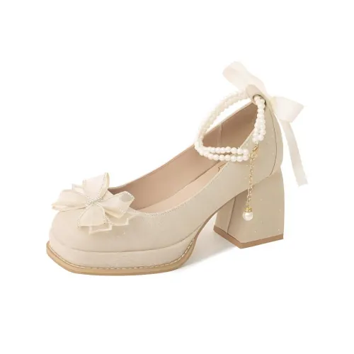 Be Good Грубый каблук Высокие каблуки 9 см Женские Шампанское Набор в подарочной коробке