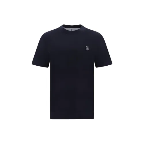 BRUNELLO CUCINELLI Мужские T-рубашки морского синего цвета
