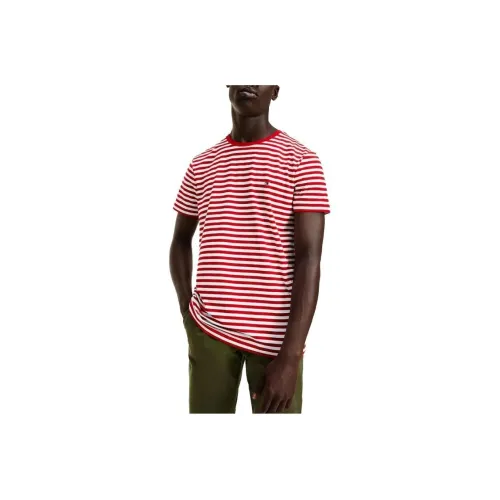 Tommy Hilfiger Slim Fit Stripe Эластичный Хлопок T-Рубашка Мужская Красная