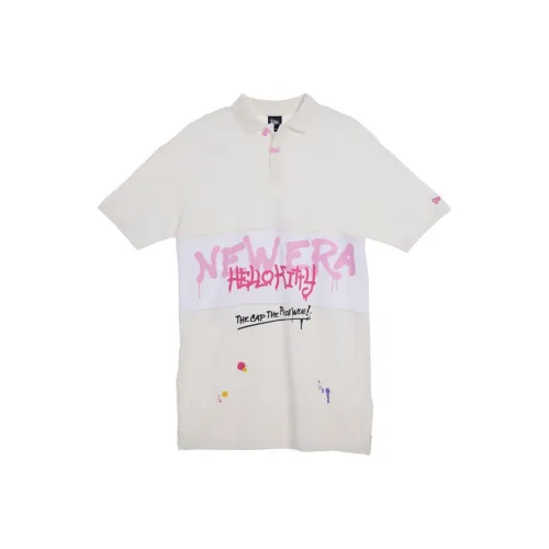 New Era Прямой крой Облегающий Длинный Принт Короткий Рукав Белая Футболка Унисекс