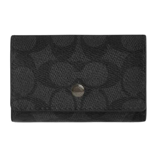 COACH Покрытый холст Key Pouch Mini Мужской Черный