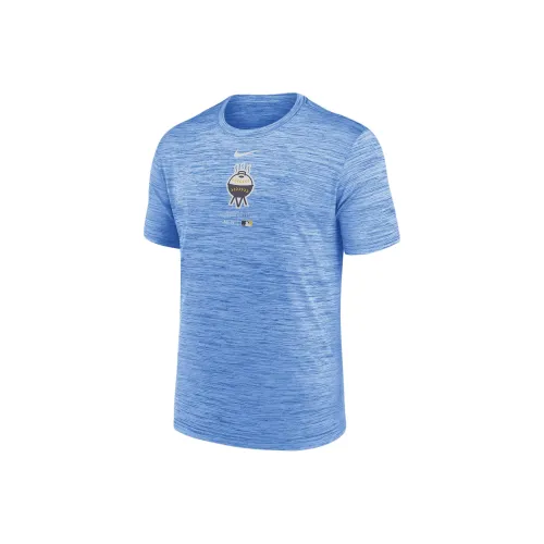 nike Milwaukee Brewers Городской Connect Practice Velocity T Рубашка Мужской Небесно-голубой