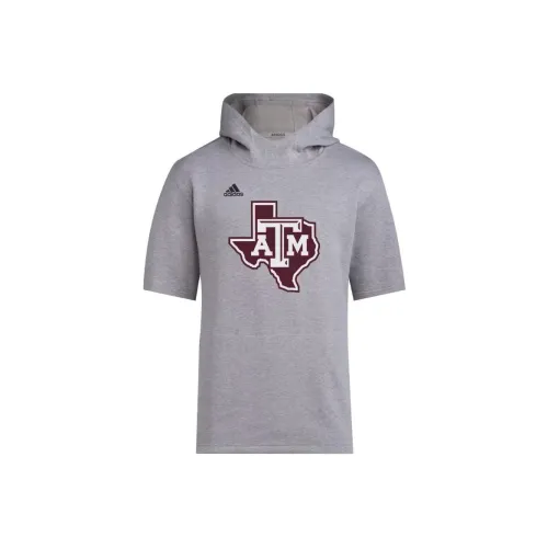Adidas Texas A M Баскетбольная футболка с коротким рукавом худи мужская серая