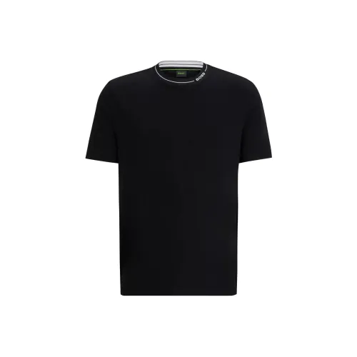 Hugo Boss Хлопок Джерси Регулярный крой Рубашка с Ожерельем Branded Рубашка Мужская Черная