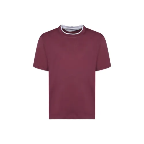 BRUNELLO CUCINELLI Темно-красные Мужские T-рубашки