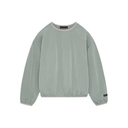 Fear of God Essentials SS24 Crinkle Нейлон Пуловер Crewneck T Рубашка Мужская Тюлень Серый