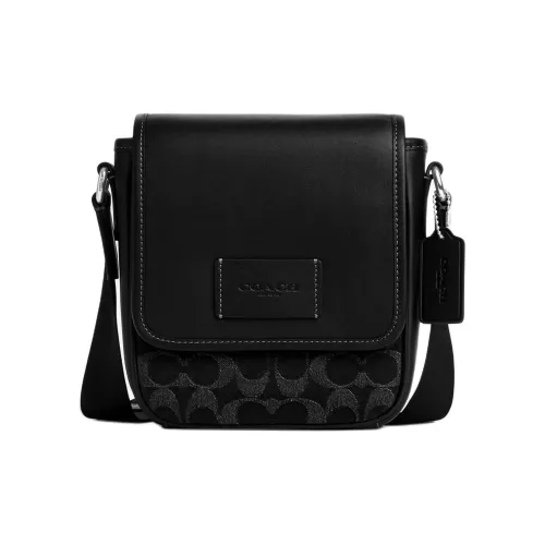 COACH LUCAS Denim Телячья кожа Сумка через плечо Мини Мужская Серебристо-черная