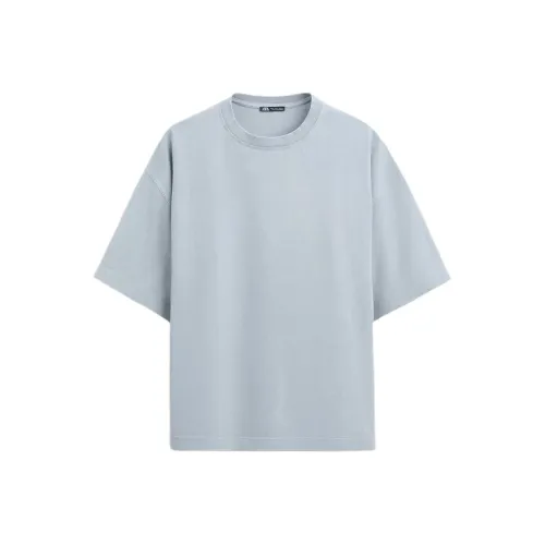 ZARA Светло-серые Мужские T-рубашки