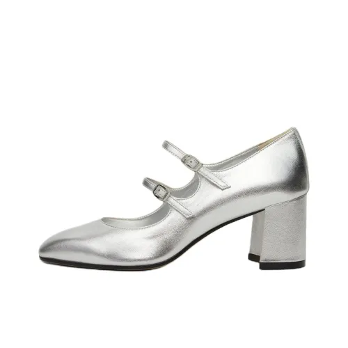 Carel Элис Грубый каблук Туфли Мэри Джейн 6 см Женские Серебряные