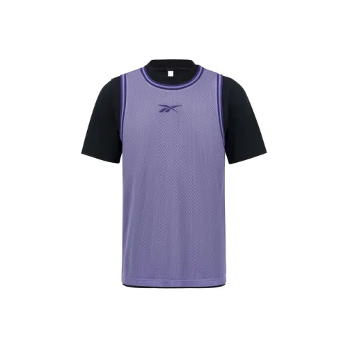 Reebok совместный HOOP 2 в 1 жилет U T рубашка унисекс фиолетовый