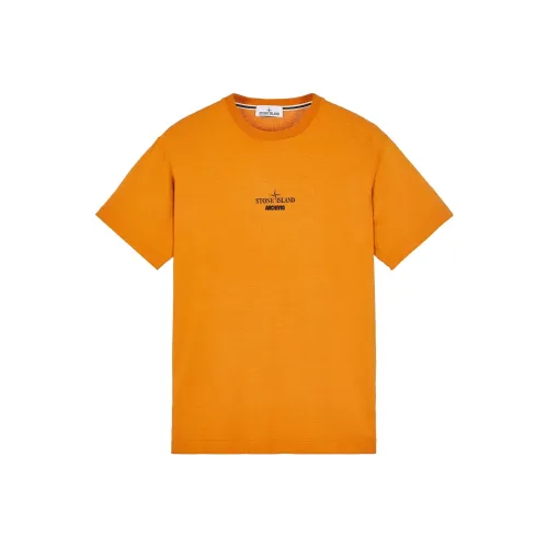 STONE ISLAND Оранжевые Мужские T-рубашки