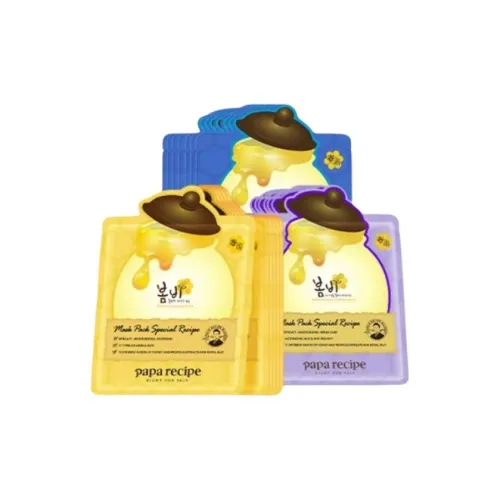 Papa Recipe Мед Обезжиривающая Маски для лица Успокаивающие Увлажняющие Различные типы кожи 10 шт + 10 листов + 10 листов