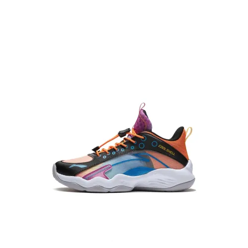 LINING YOUNG Pioneer Spirit PRIMARY 2,0 Детские баскетбольные кроссовки MID Топ Черный Солнечно-оранжевый Vision Синий KIDS