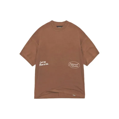 REPRESENT Цепь Стич Rodeo T-Рубашка T-Рубашка Мужская Винтаж Коричневый