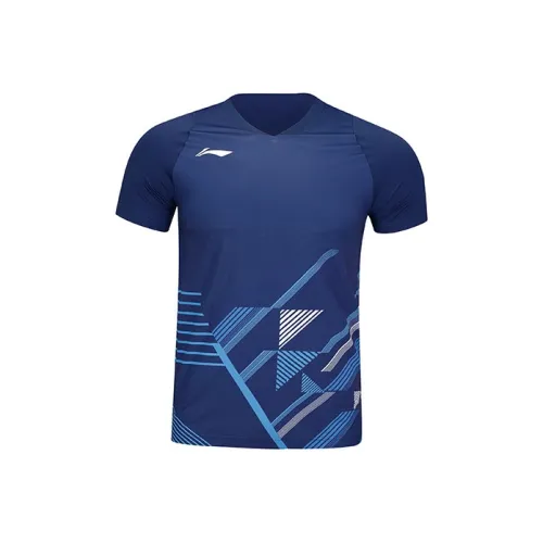 LINING Badminton Series Рукав реглан T-рубашка Унисекс Индиго