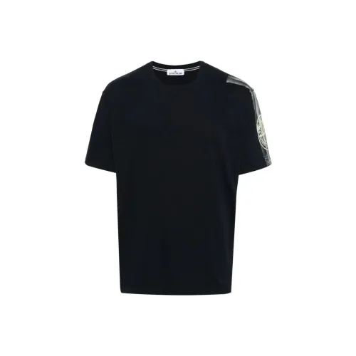 STONE ISLAND Темно-синие мужские футболки
