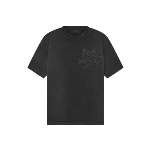AMIRI Кристальный Burst Tee Выцветший черный T Рубашка Мужской Черный