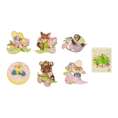 Disney x DISNEYLAND 2025 Spring Коллекция Zootopia Значок Слепые коробки Один Mystery Коробка Целая коробка 6 шт